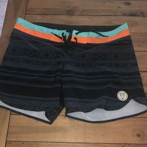 Evo Black Striped with Aztec Pattern Board Shorts